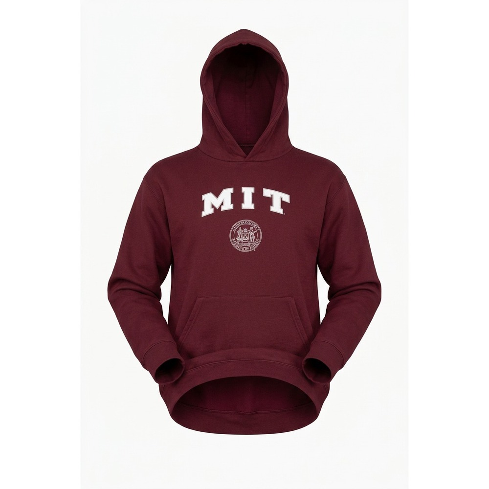Champion MIT Hoodie YXL 14-16 Maroon‎ Youth Sweatshirt College Logo Seal